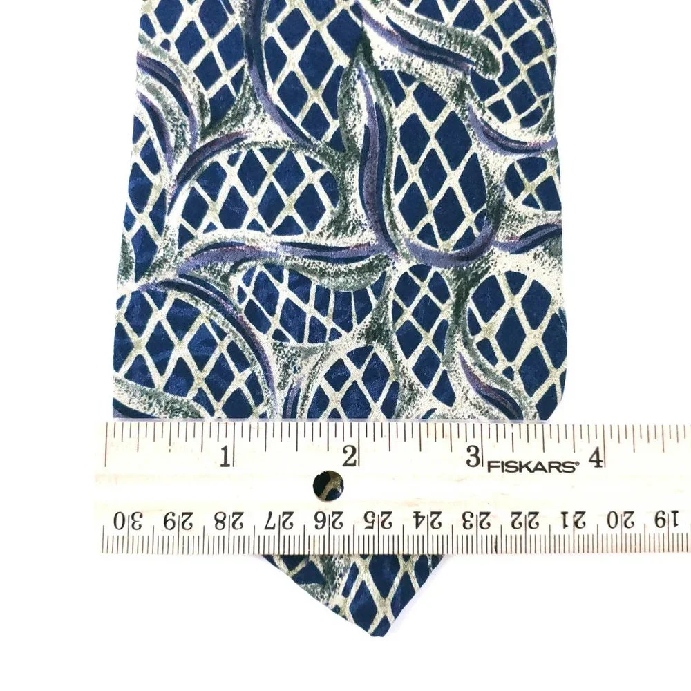 Alberto Zerra Rome New York Men Necktie Blue Geometric 59x3.75 - NWOT
